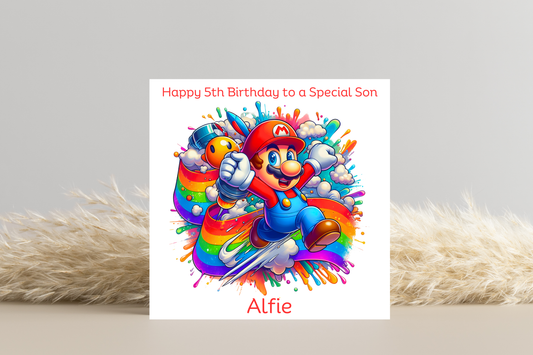 Personalised Super Mario Birthday Card