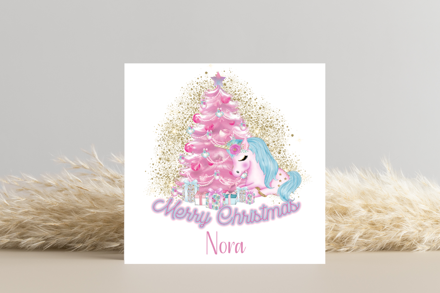 Personalised Unicorn Christmas Card