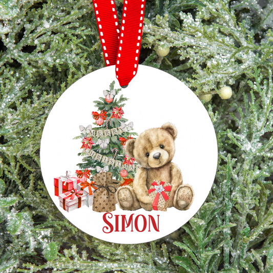 Personalised Teddy Christmas Tree Decoration