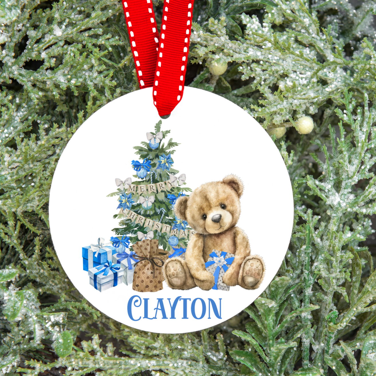 Personalised Teddy Christmas Tree Decoration