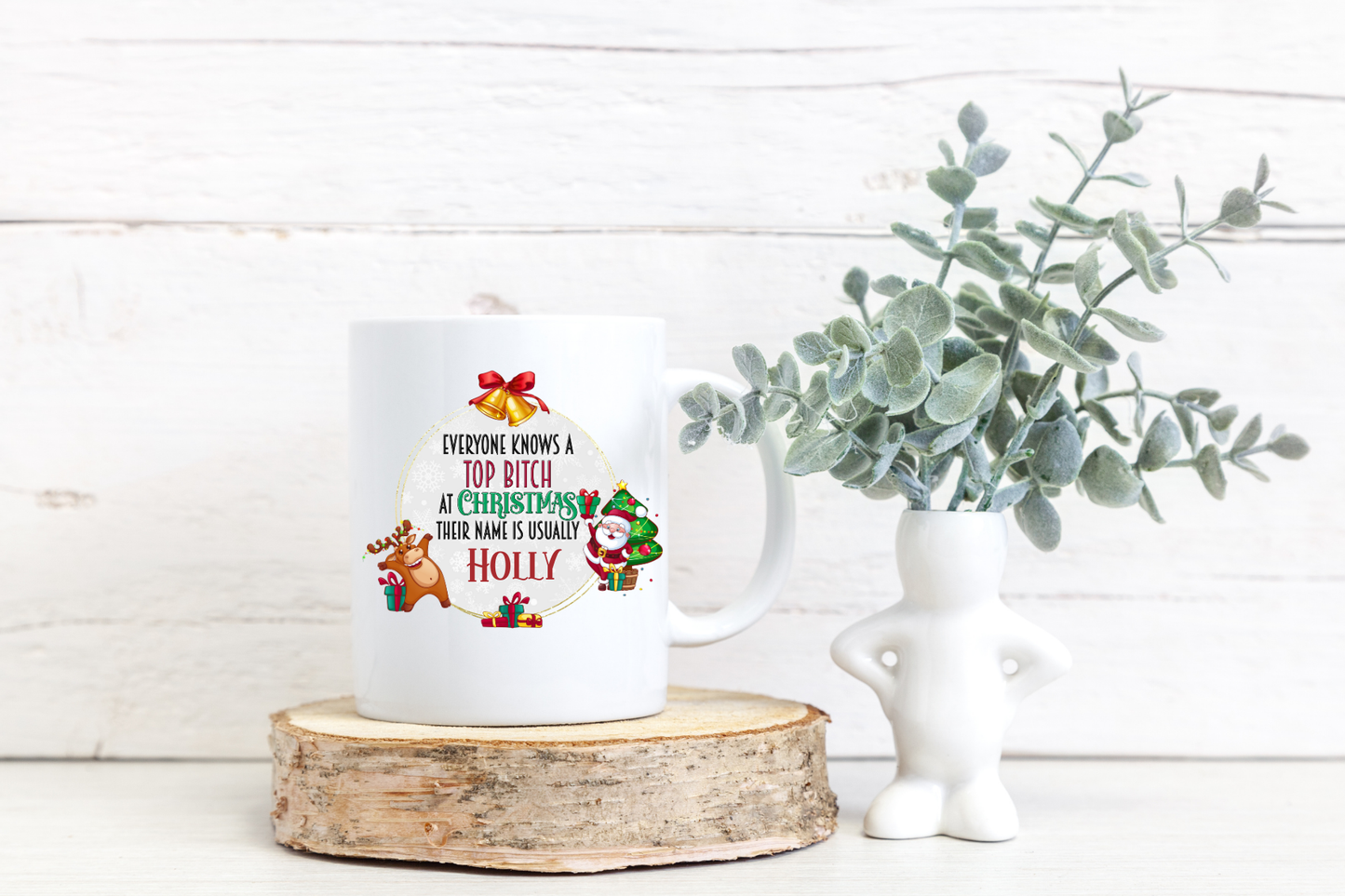 'Everybody knows a  Top ****** at Christmas' Personalised Mug