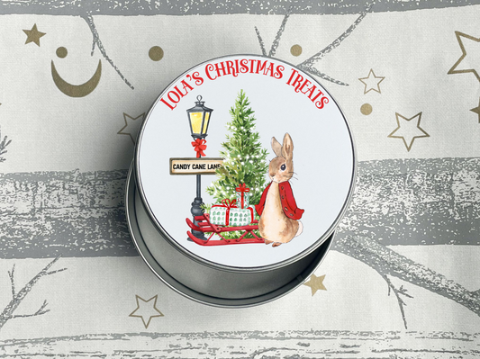 Personalised Peter Rabbit Christmas Treats Tin