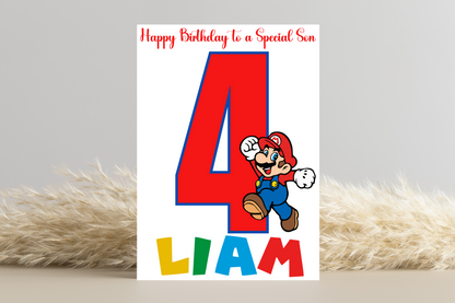 Personalised Super Mario Number Birthday Card