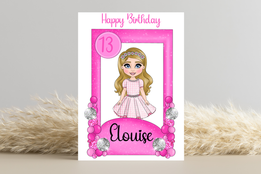 Fashion Doll Inspired Birthday card - Personalised