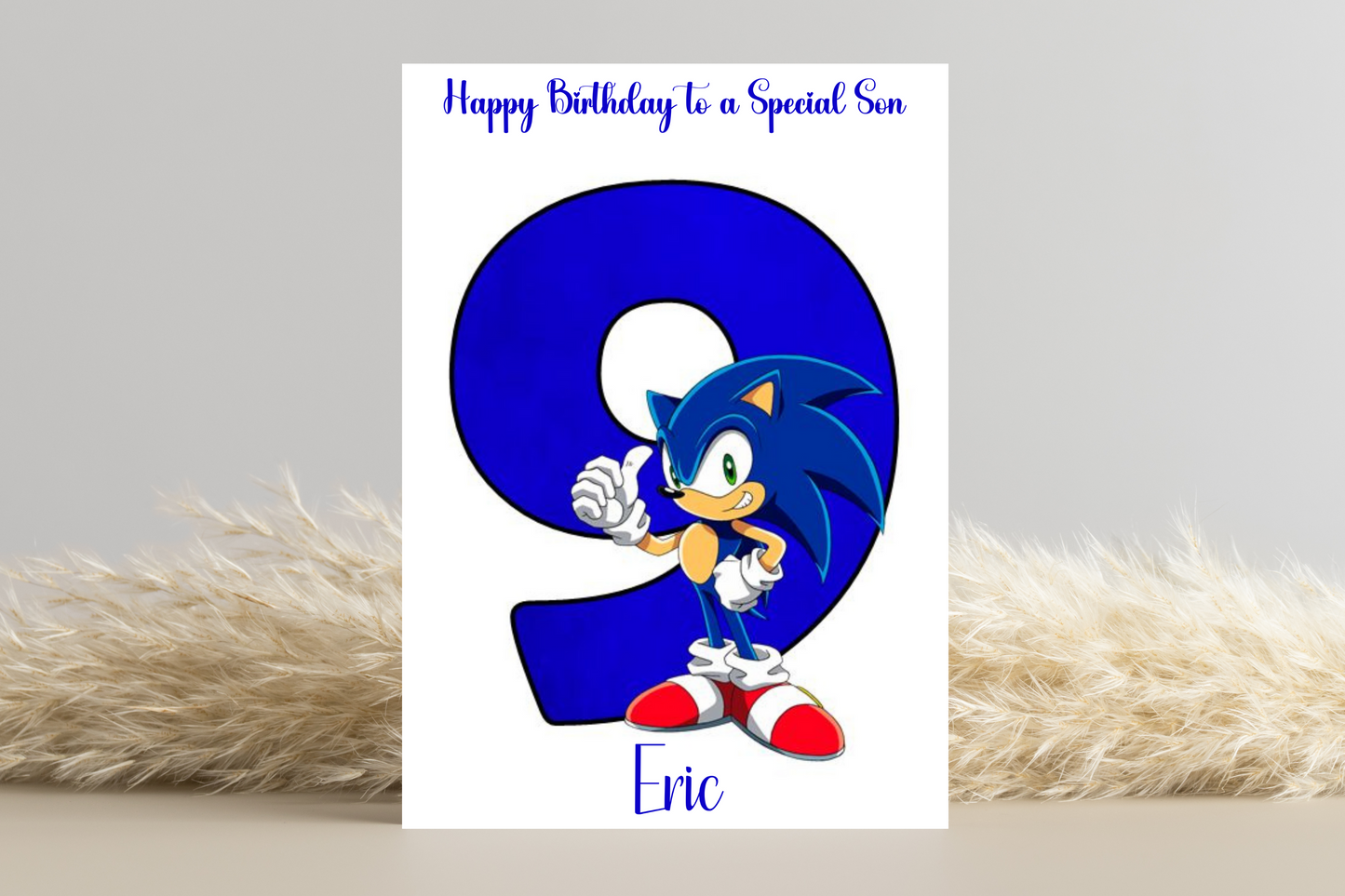 Personalised Sonic the Hedgehog Number Birthday Card