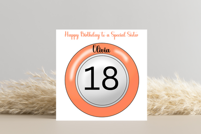 Personalised Bingo Ball Numbered Birthday Card