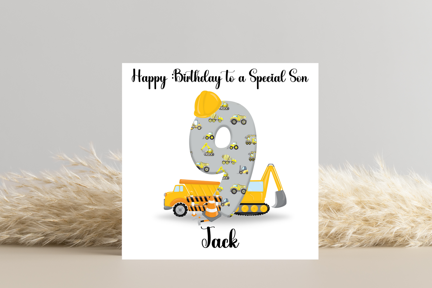 Personalised Digger Construction Themed Birthday Card