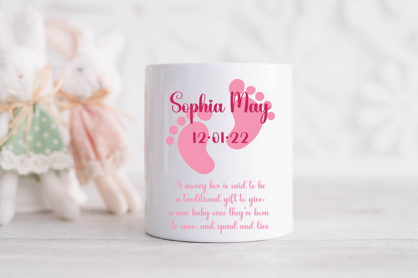 Personalised New Baby Money Box Gift