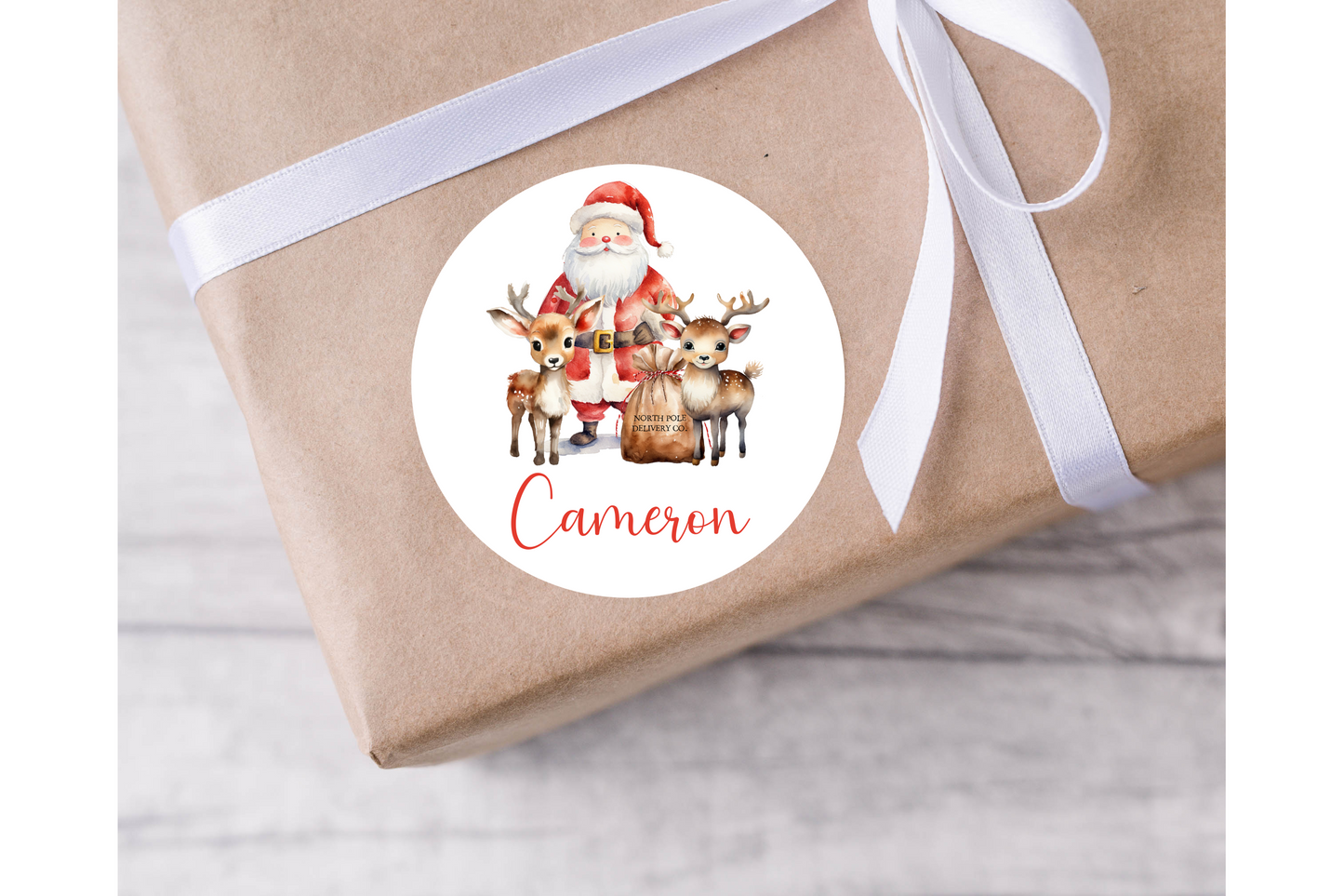 Personalised Santa Christmas Present Labels - 12 per sheet