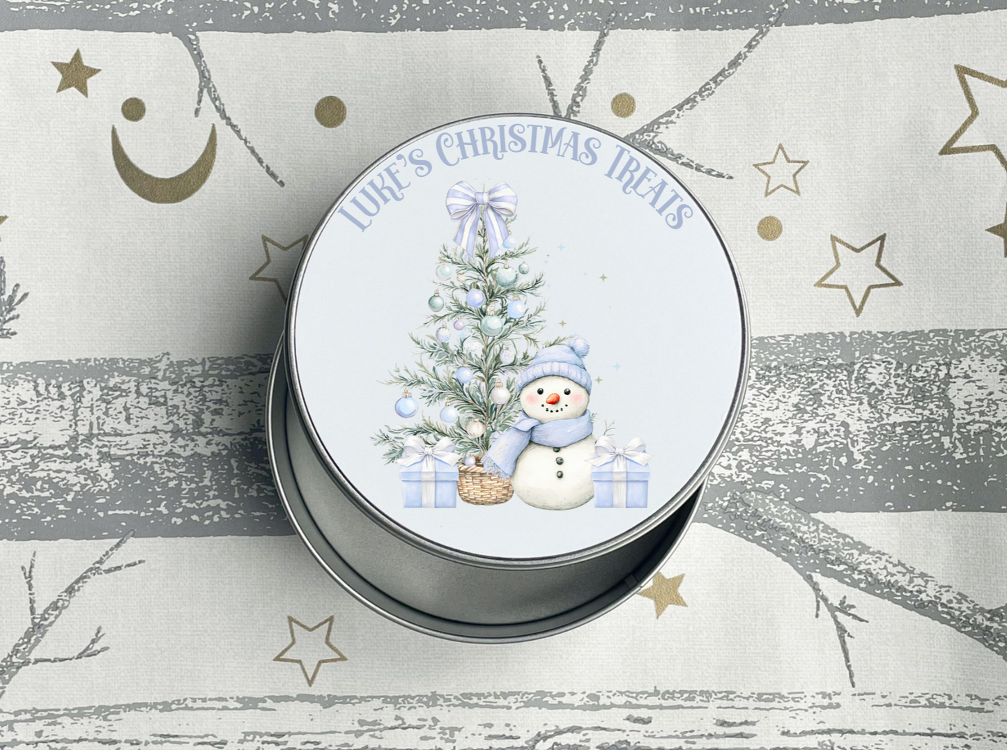 Personalised Snowman Christmas Treats Tin