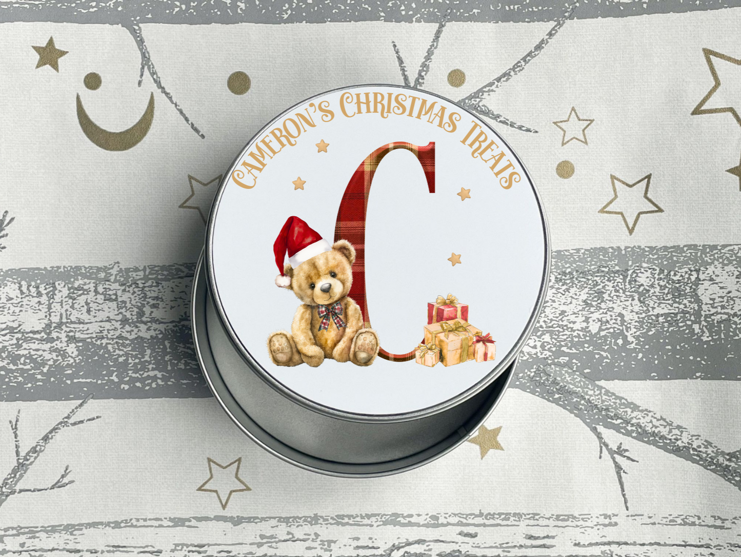 Personalised Teddy Bear Christmas Treats Tin