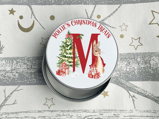 Personalised Peter Rabbit Christmas Treats Tin