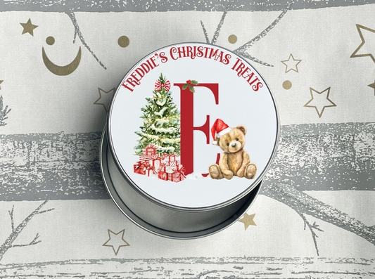 Personalised Teddy Bear Christmas Treats Tin