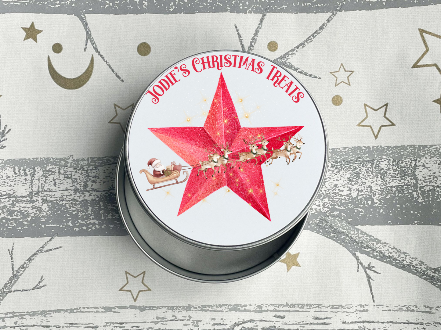 Personalised Star Christmas Treats Tin