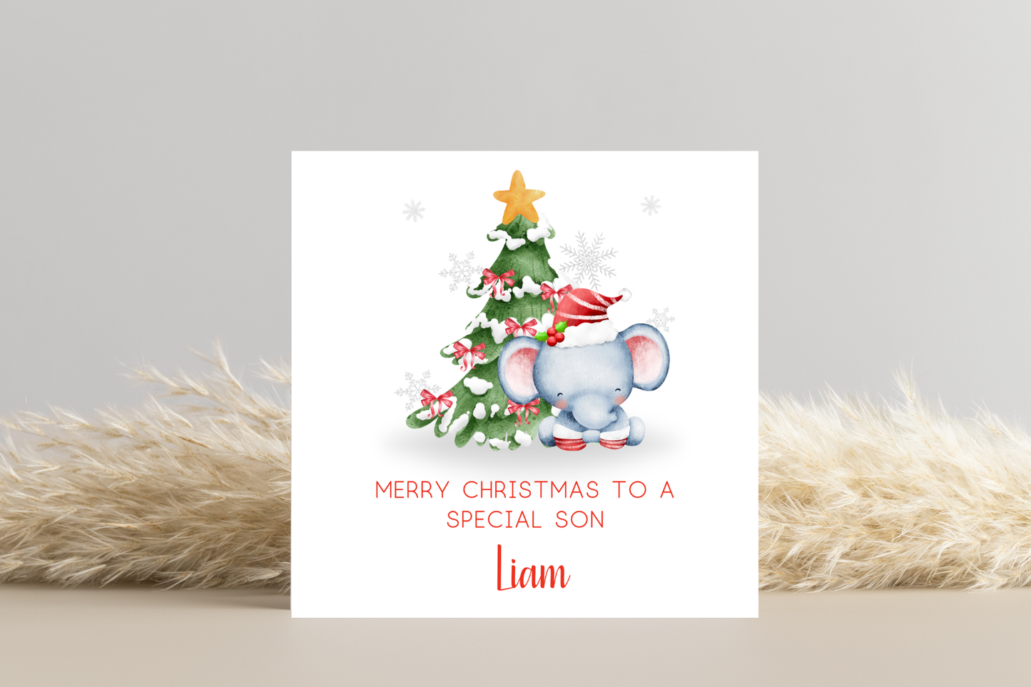 Personalised Jungle Animal Christmas Card Elephant | Lion | Giraffe | Hippo