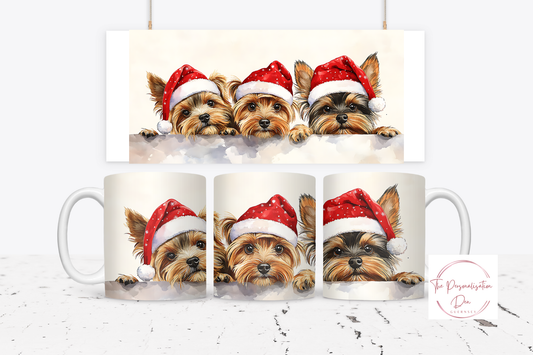 Christmas Dog in Santa Hats Mug