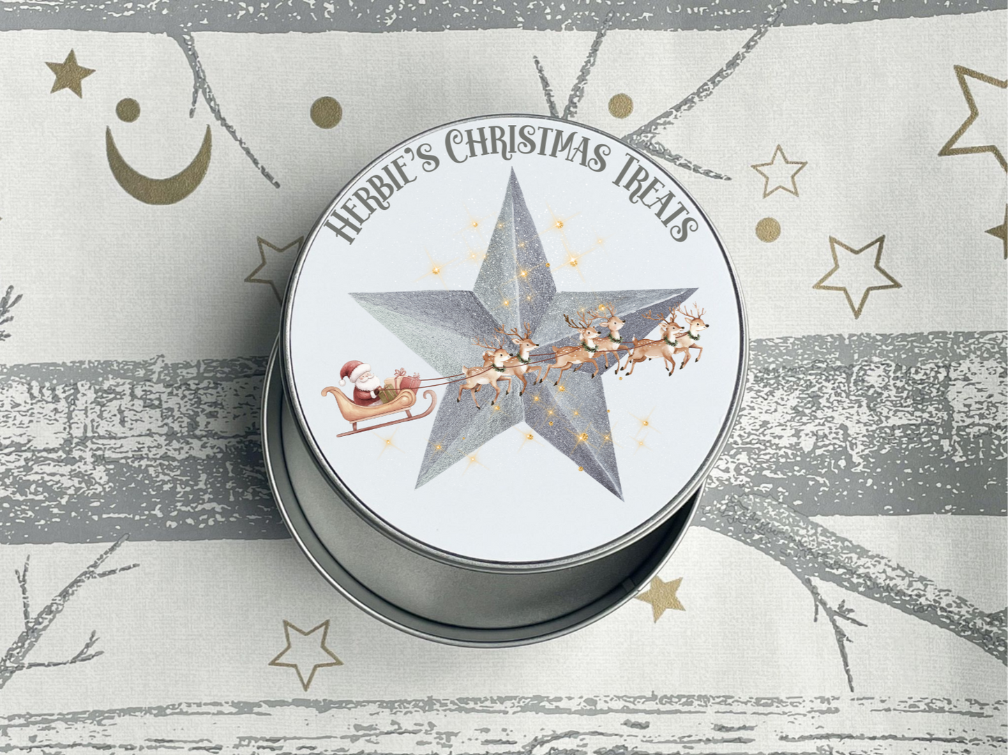 Personalised Star Christmas Treats Tin