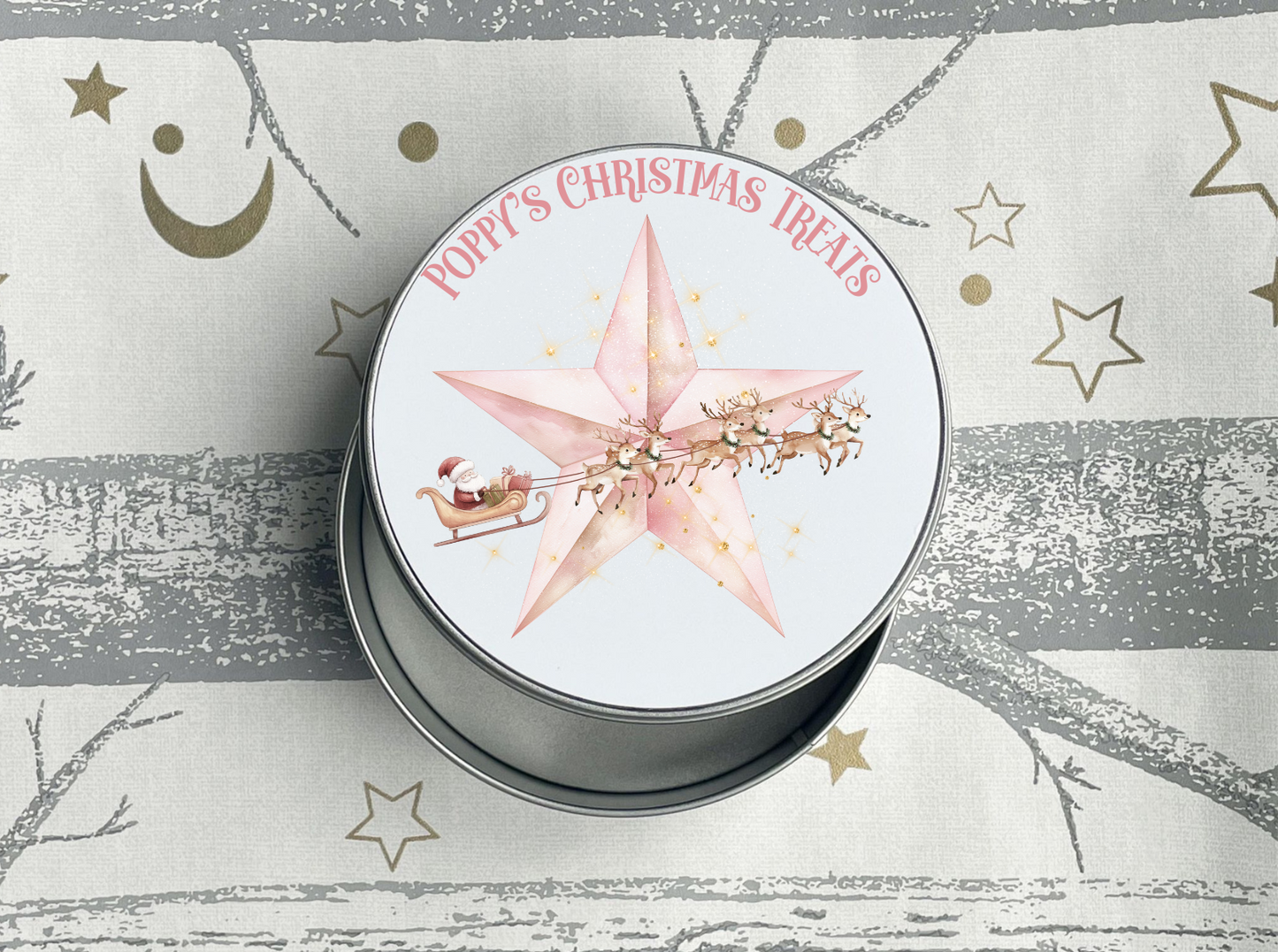 Personalised Star Christmas Treats Tin