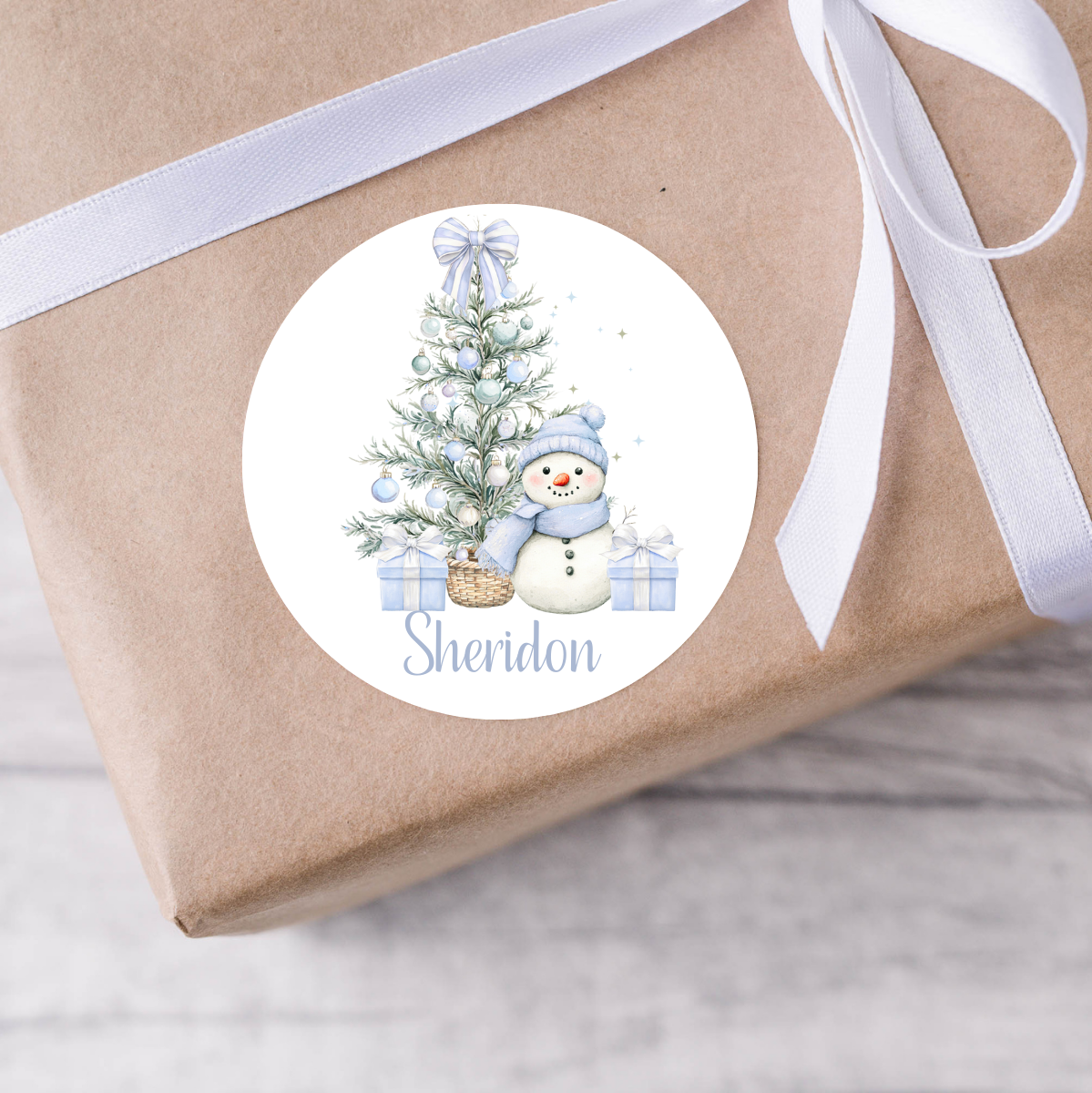 Personalised Snowman Christmas Present Labels - 12 per sheet