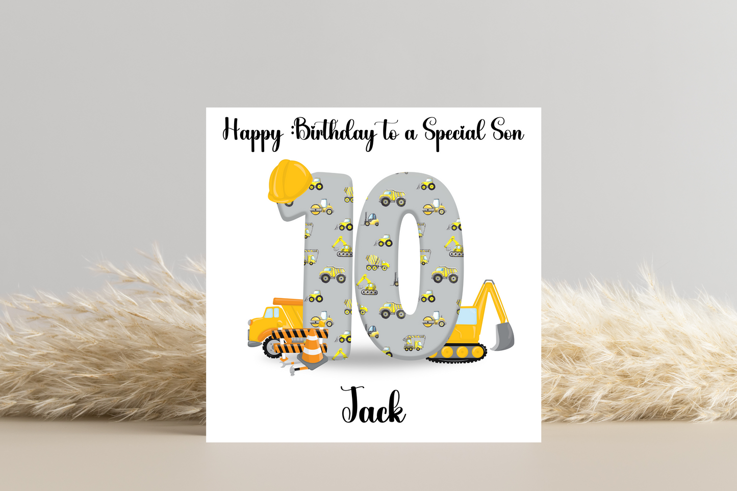 Personalised Digger Construction Themed Birthday Card