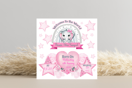 Personalised Welcome to the World Baby Girl Card