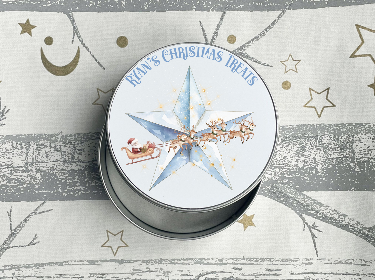 Personalised Star Christmas Treats Tin