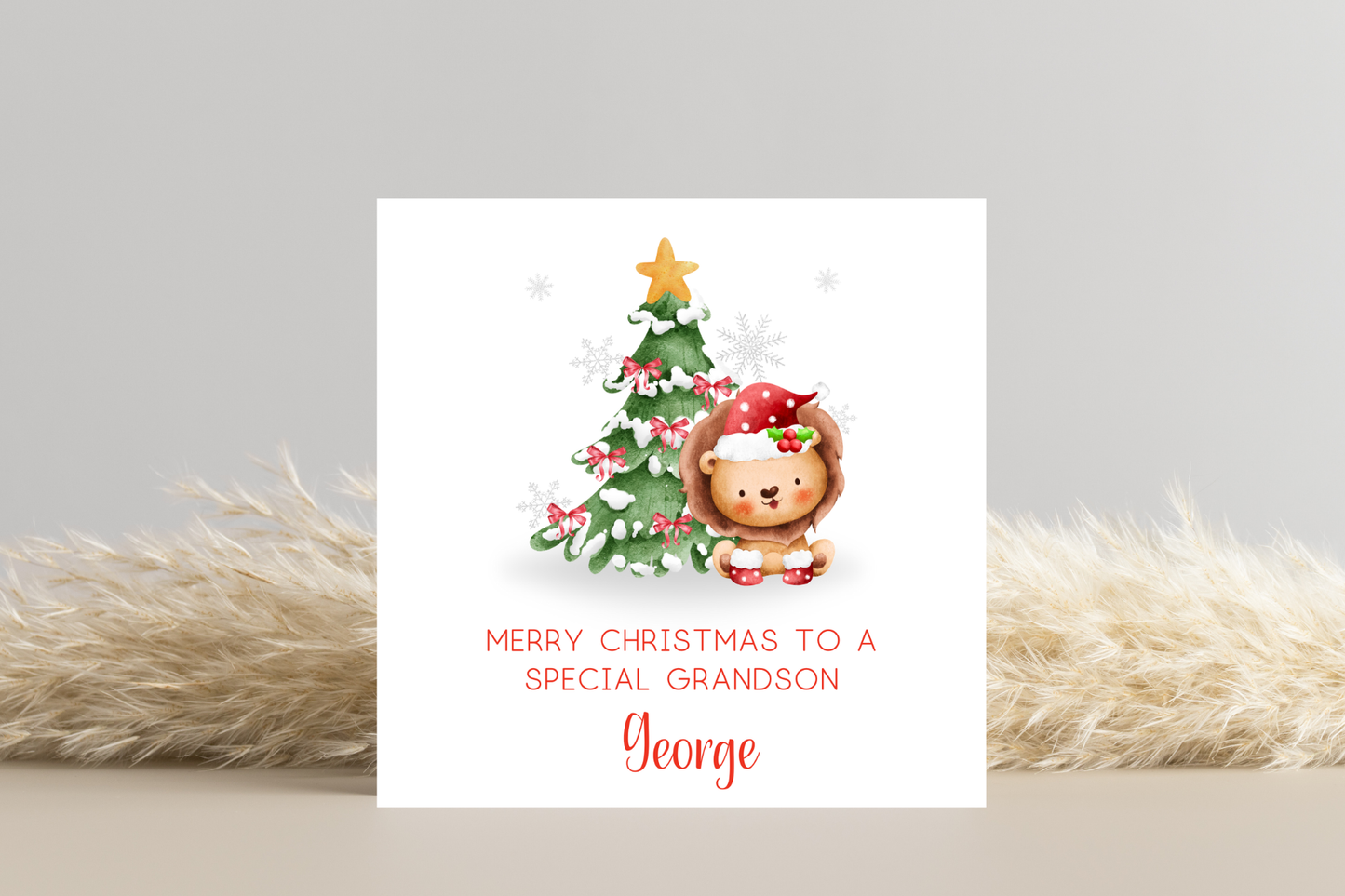 Personalised Jungle Animal Christmas Card Elephant | Lion | Giraffe | Hippo