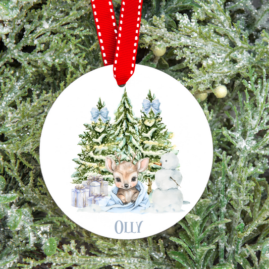 Personalised Baby Reindeer Christmas Tree Decoration