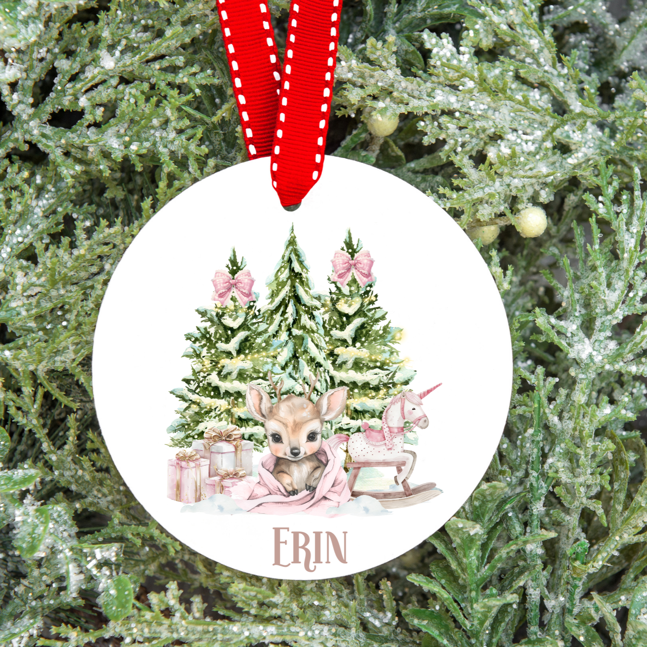 Personalised Baby Reindeer Christmas Tree Decoration