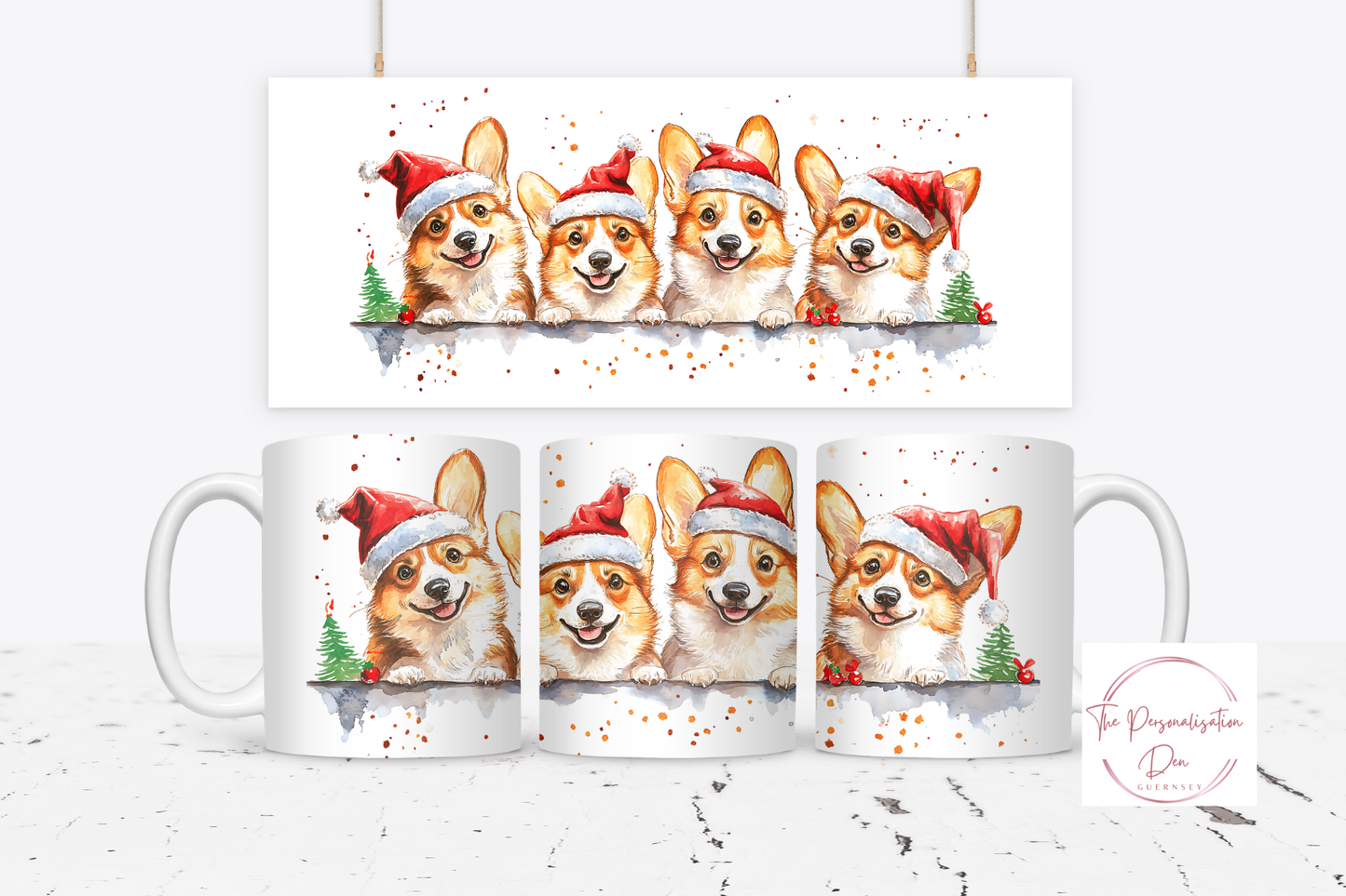 Christmas Dog in Santa Hats Mug