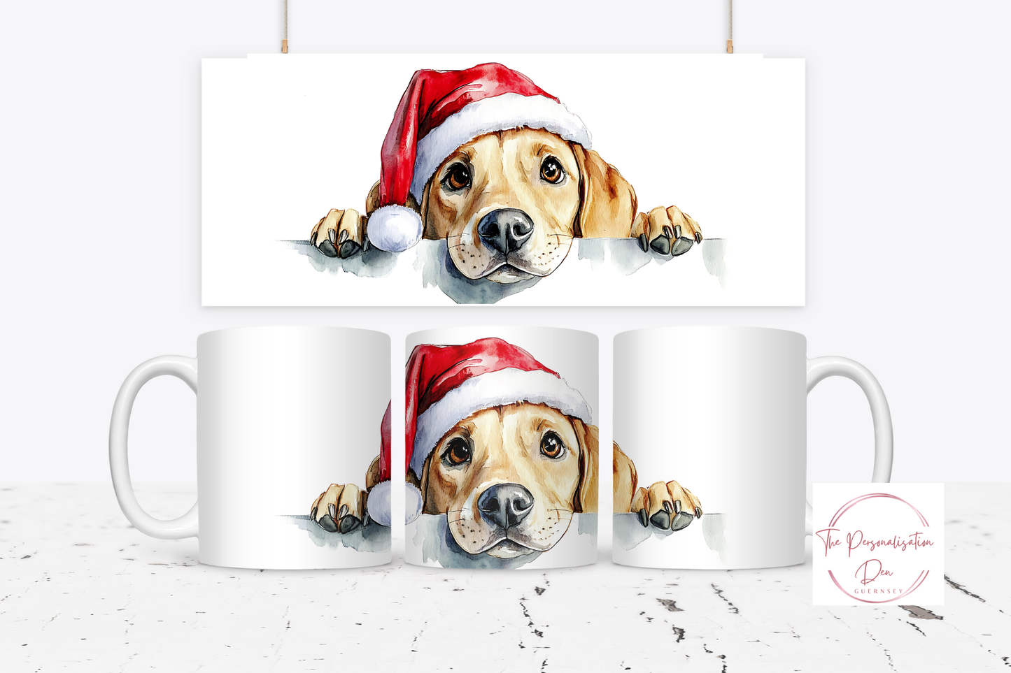 Christmas Dog in Santa Hats Mug