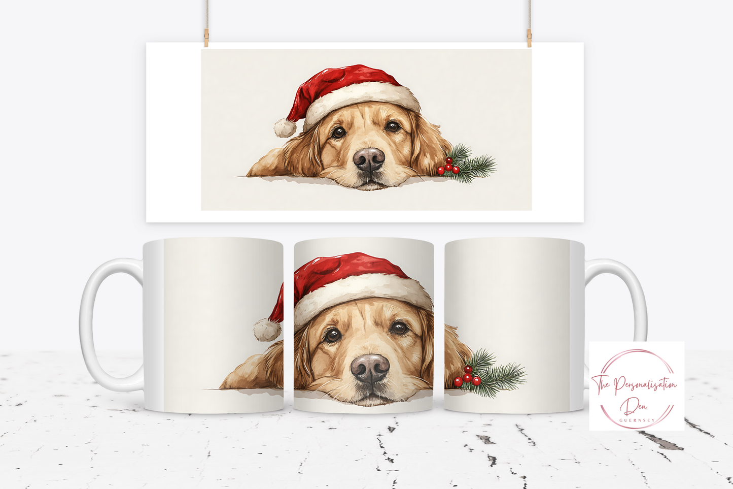 Christmas Dog in Santa Hats Mug