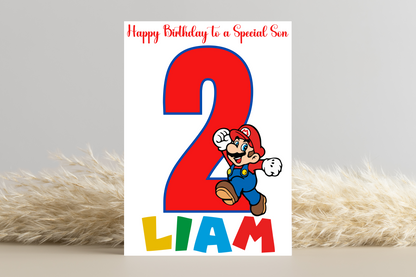 Personalised Super Mario Number Birthday Card