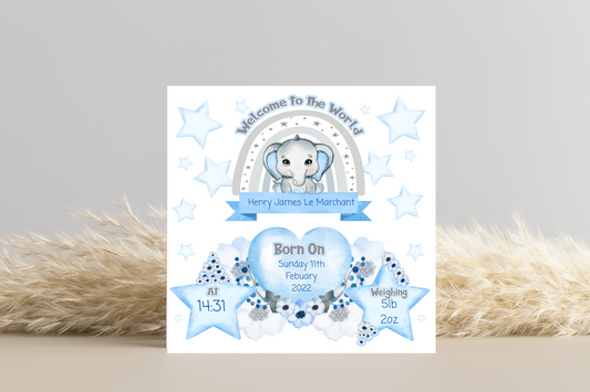 Personalised Welcome to the World Baby Boy Card