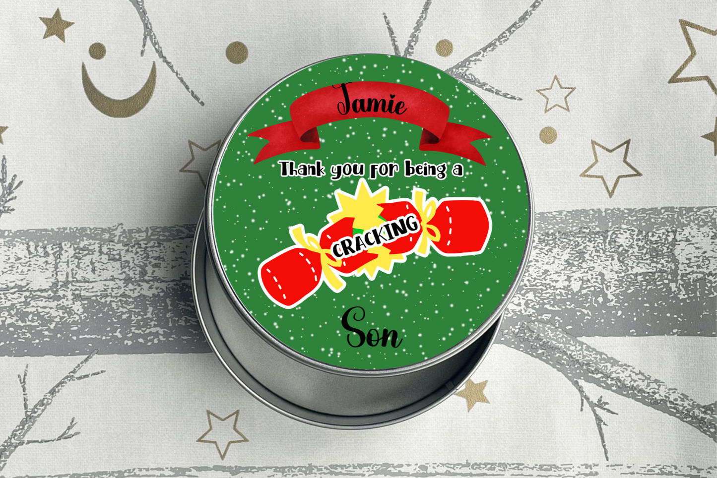 Personalised Thank you for being a Cracking Christmas Treat Tin