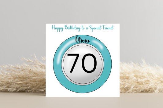 Personalised Bingo Ball Numbered Birthday Card