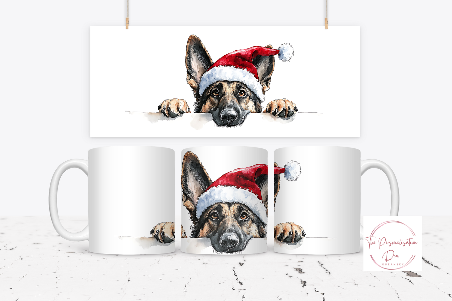 Christmas Dog in Santa Hats Mug