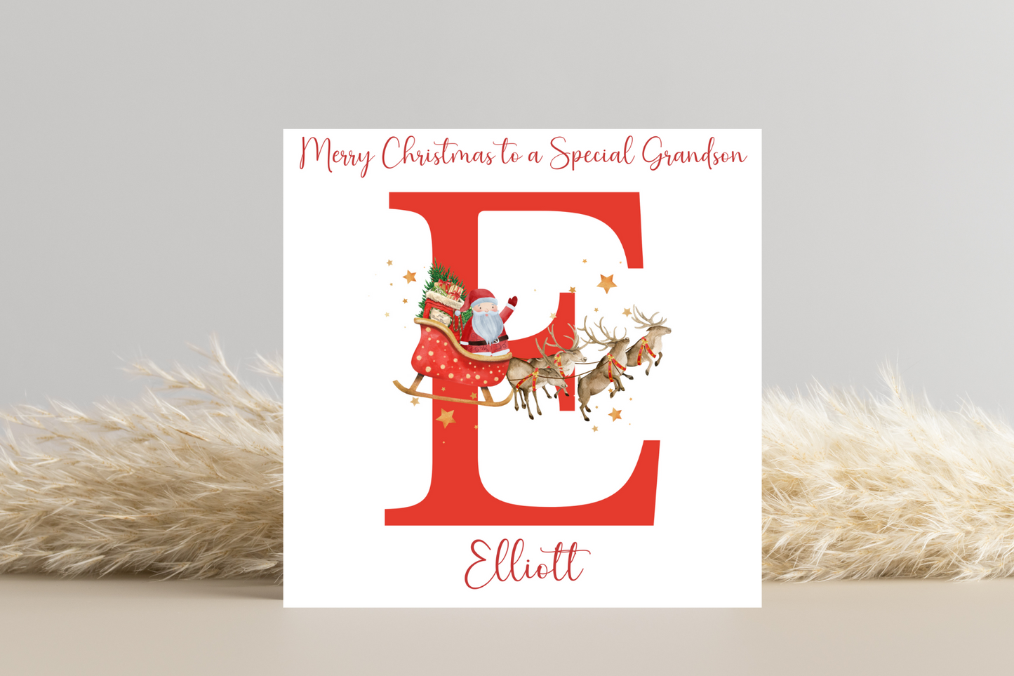 Personalised Father Christmas and his Sleigh Christmas Card