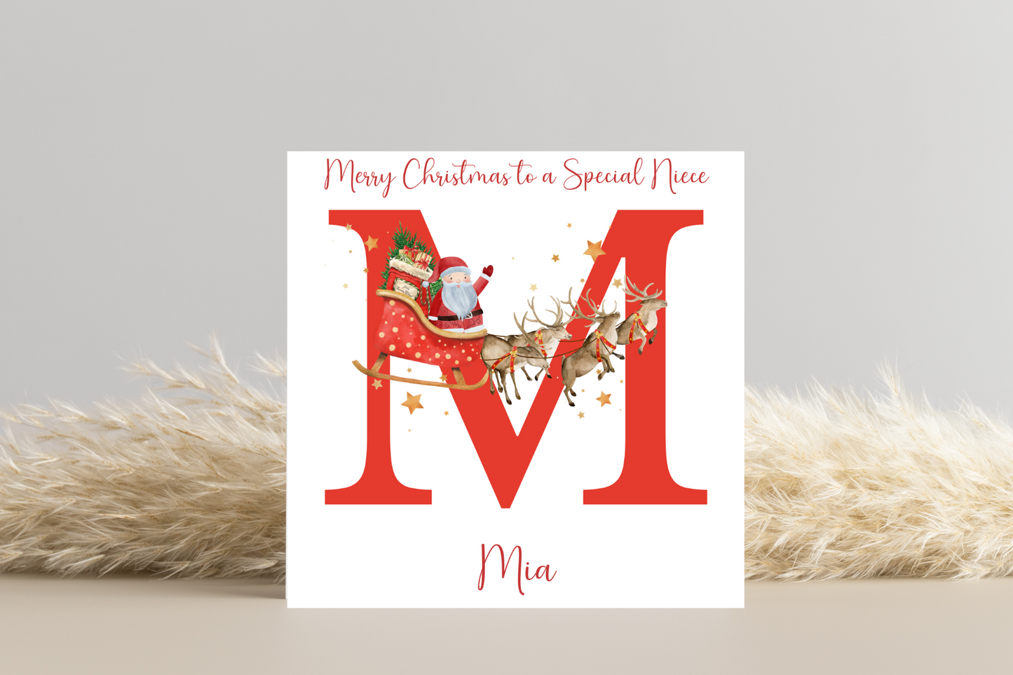 Personalised Father Christmas and his Sleigh Christmas Card