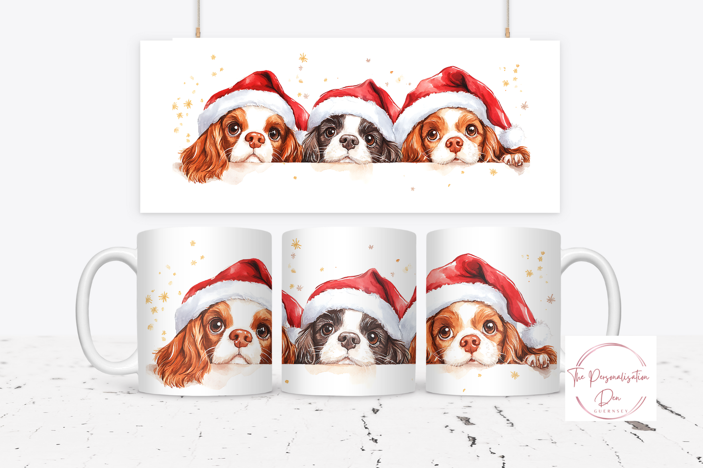 Christmas Dog in Santa Hats Mug