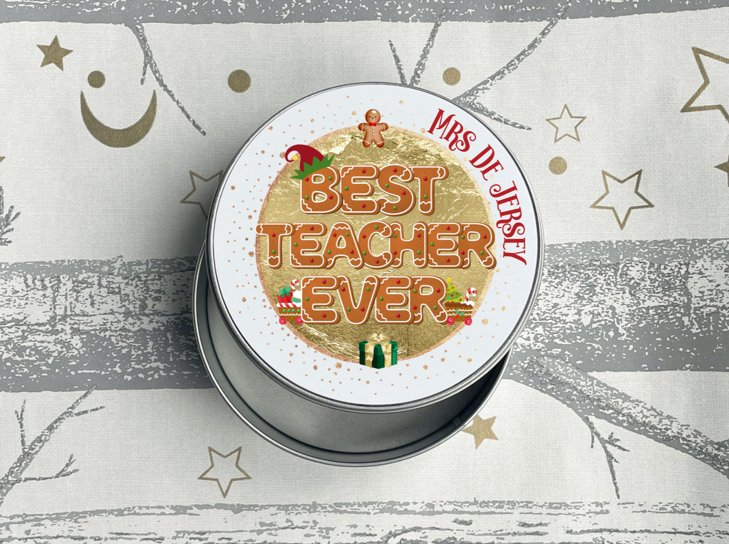 Personalised Best Teacher Christmas Treat Tin