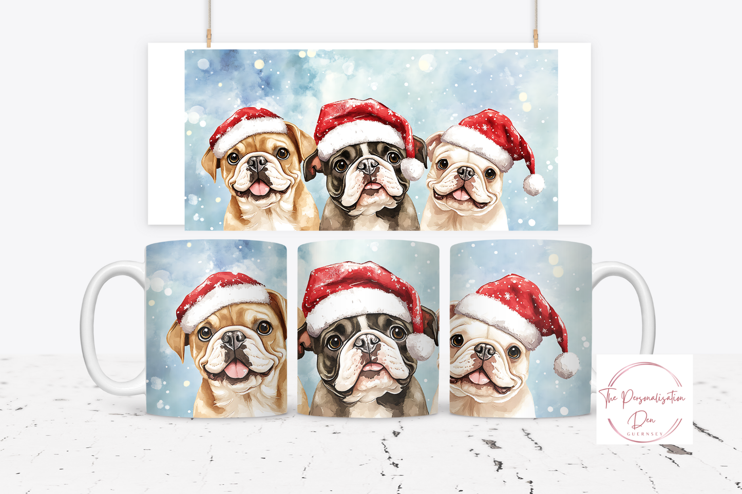 Christmas Dog in Santa Hats Mug