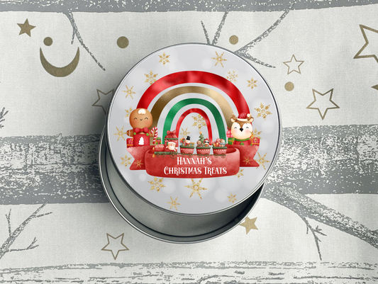 Personalised  Christmas Rainbow Treat Tin