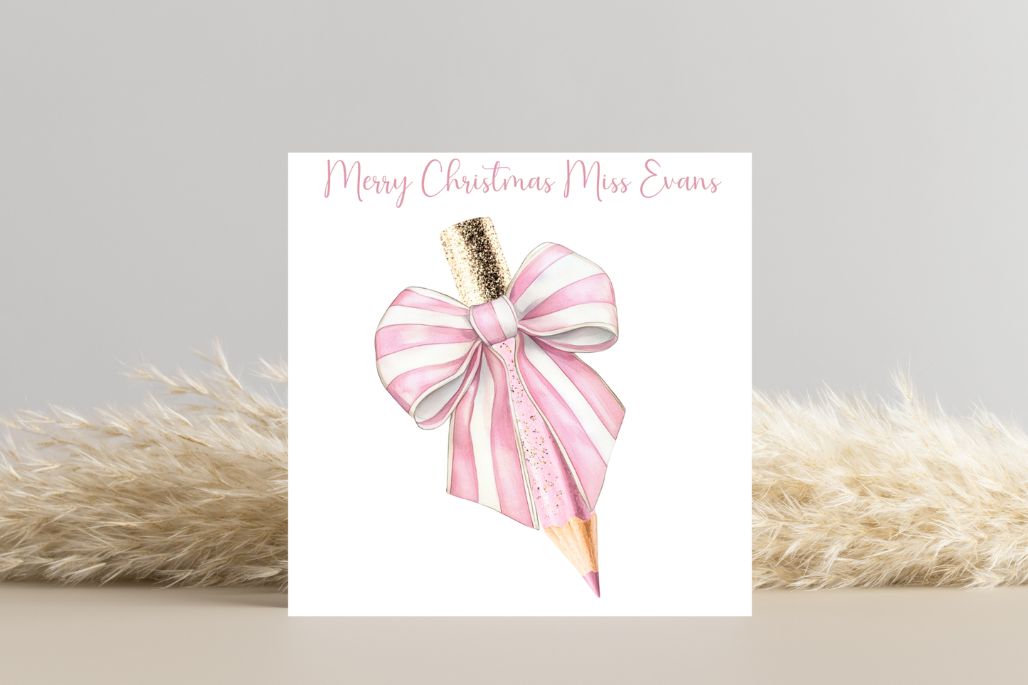 Personalised Bow Pencils Christmas Card for Teachers