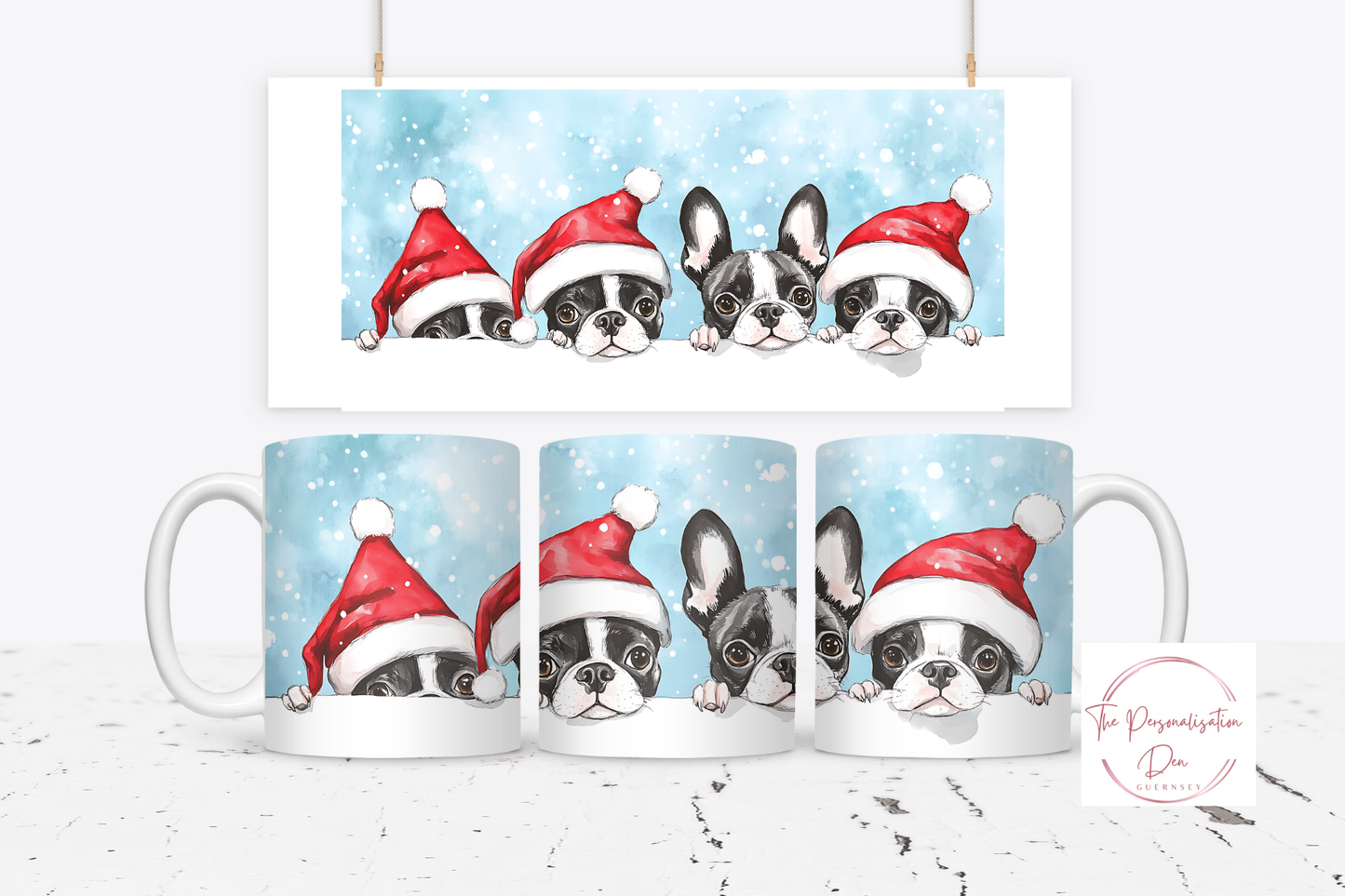 Christmas Dog in Santa Hats Mug