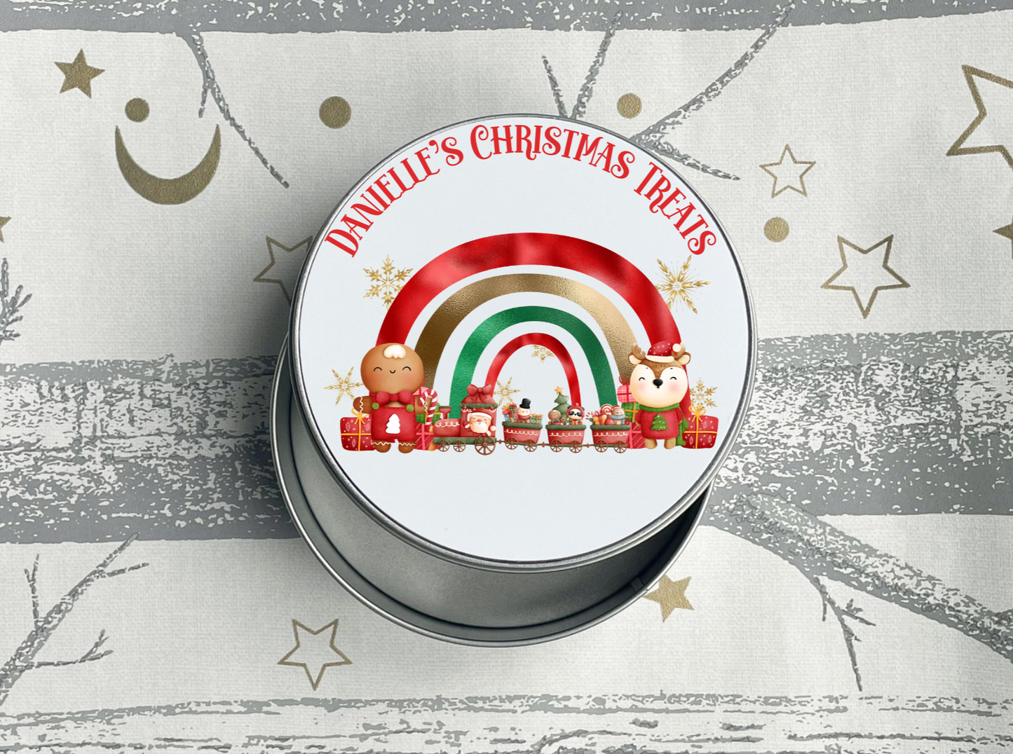 Personalised  Christmas Rainbow Treat Tin