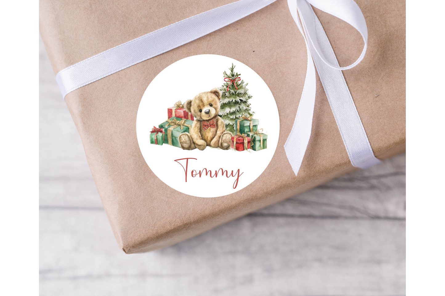 Teddy Bear Christmas Present Labels - 12 per sheet