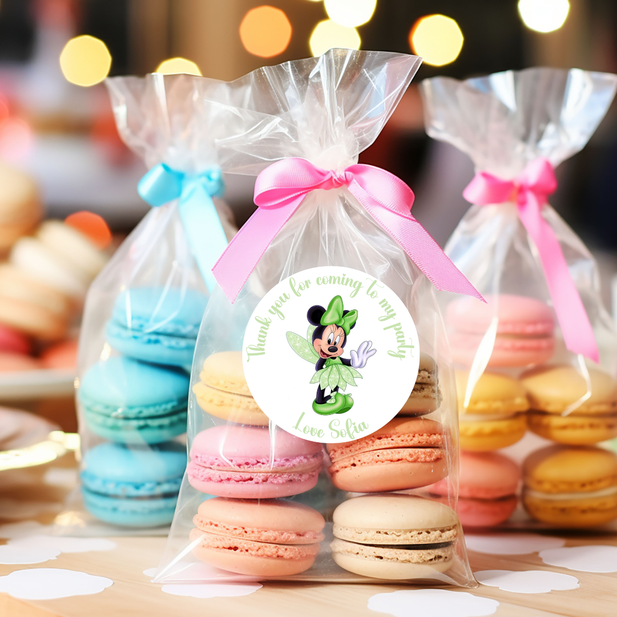 20 X Minnie Mouse Thank You For Coming To My Party Stickers: Personalise Your Party Favours!