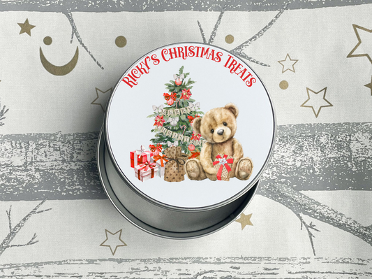 Personalised Teddy Bear Christmas Treats Tin