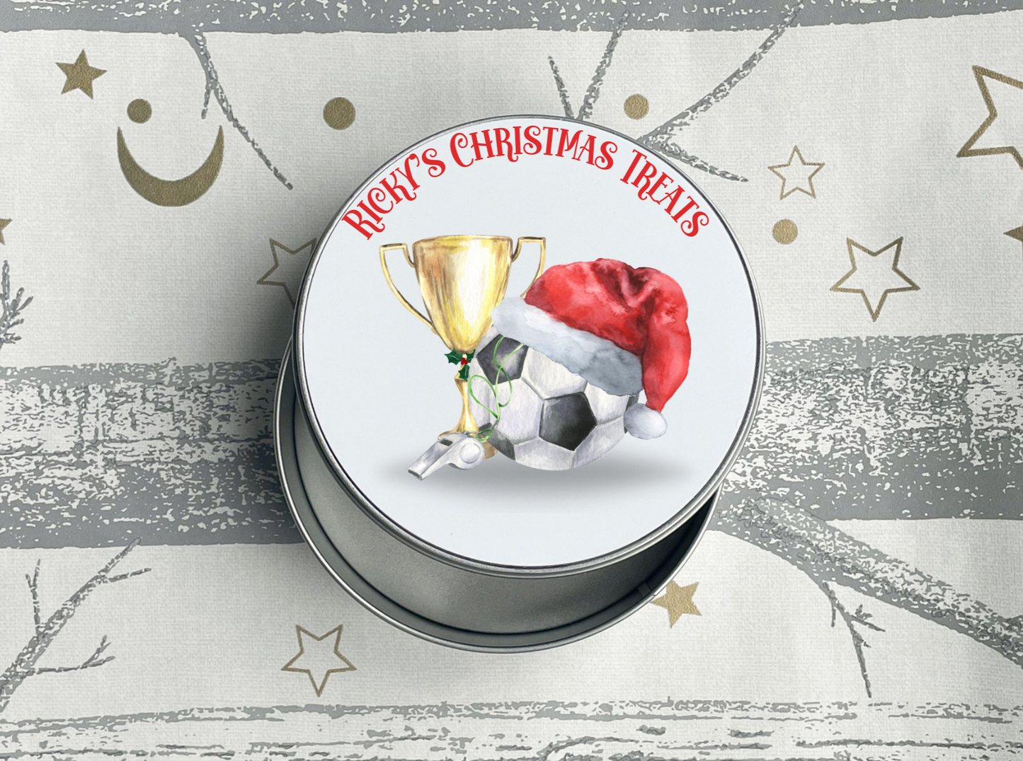 Personalised Football Christmas Treat Tin